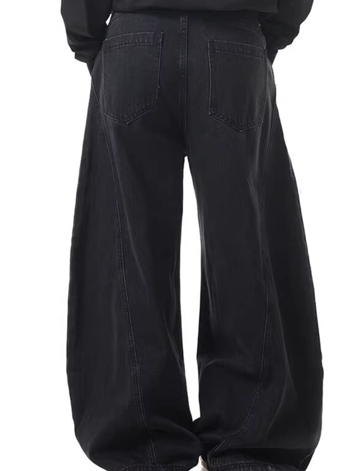 Men's dark wash 100% cotton wide leg jeans with pockets.