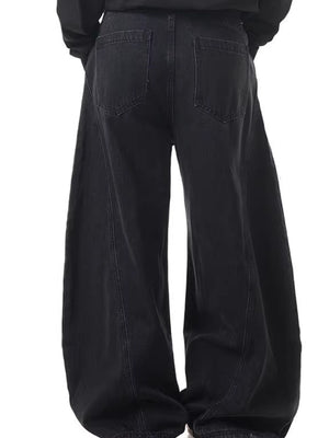 Men's dark wash 100% cotton wide leg jeans with pockets.