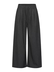 Men's Striped Wide-leg Drawstring Pants in Gray, front view
