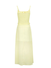 Apricot cami and maxi skirt set with smocked bodice and tie front detail