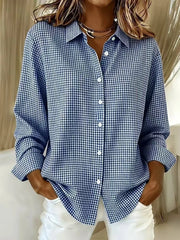 Plus Size Plaid Button Up Long Sleeve Shirt, front view