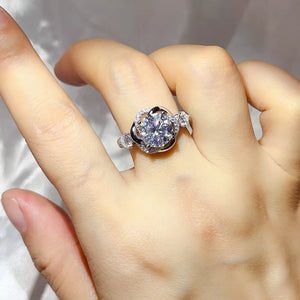 3 Carat 925 Sterling Silver Ring in Silver, front view