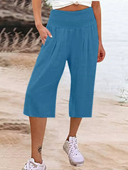 Effortless Smocked Wide-leg Capri Pants