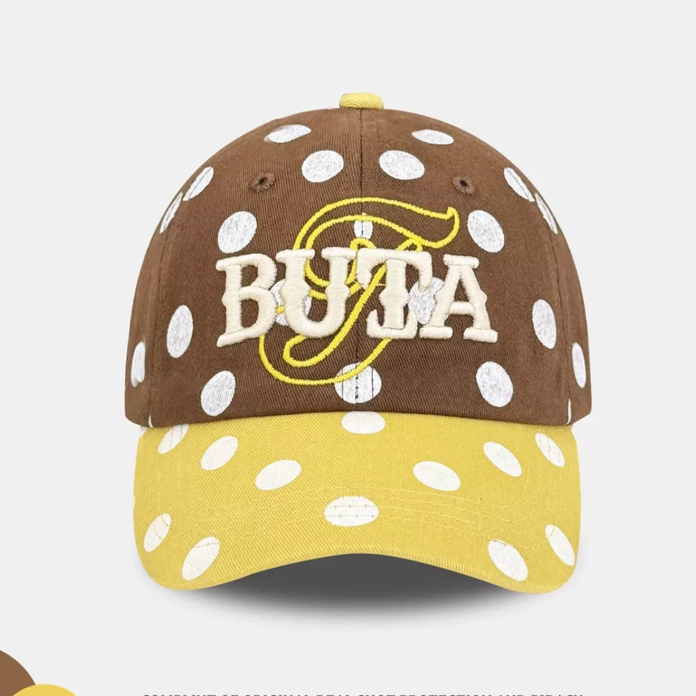 Polka Dot Embroidered Cotton Cap