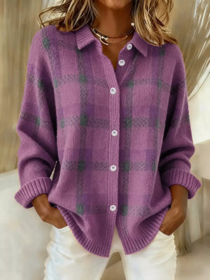 Plaid Button-up Cardigan, product detail