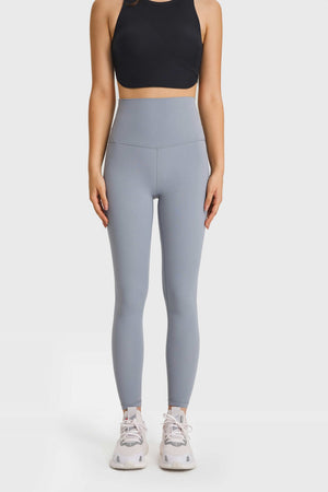 SoftLux high rise leggings in Steel, with a seamless waistband and full length.