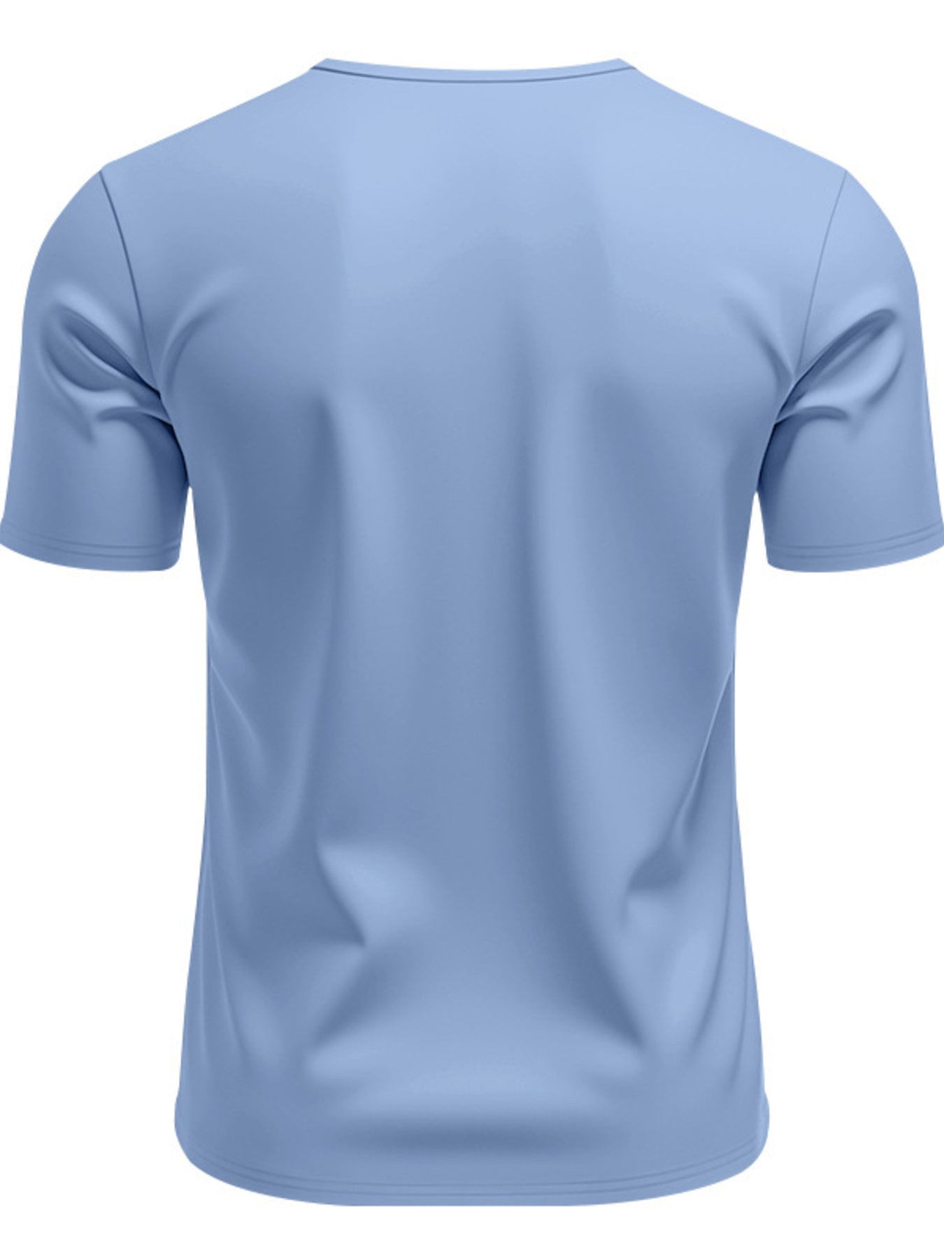 Men's light blue cotton t-shirt with short sleeves and a round neckline.