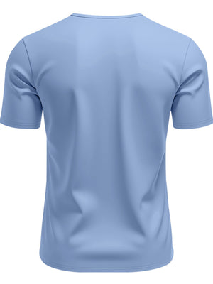 Men's light blue cotton t-shirt with short sleeves and a round neckline.