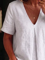 Effortlessly Chic Pleated V-neck Shirt