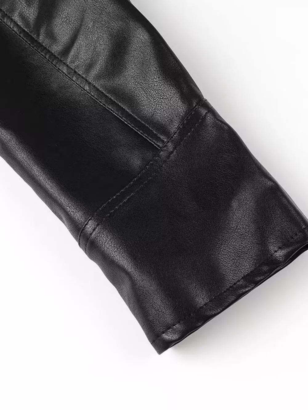 Belted Leather Jacket With Shawl Collar in Dark Brown, view 17
