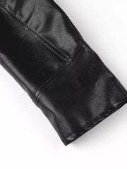 Belted Leather Jacket With Shawl Collar in Dark Brown, view 17