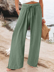Full Size Drawstring Wide Leg Pants Plus Size in Fuchsia, view 12