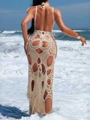 Intricate Cutout Halter Cover-up Dress