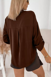 resort button-up shirt in Dark Brown with collared