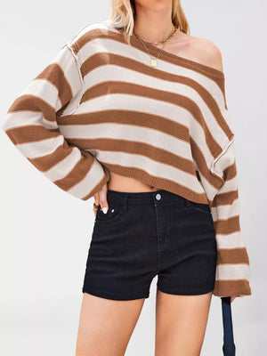 pullover sweater featuring striped in royal blue with 100% acrylic Care instructions: Machine wash cold texture