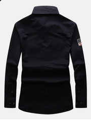 Men's Plus Size Long Sleeve Shirt in Khaki, model styling view