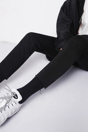 Men's dark skinny jeans with raw hem detail