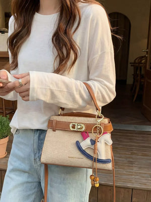 Pu Leather Crossbody Bag in Terracotta, side view