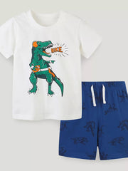 Dinosaur-inspired Toddler Tee And Shorts Ensemble