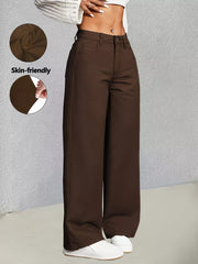 Elevated Wide-leg Jeans With Pockets