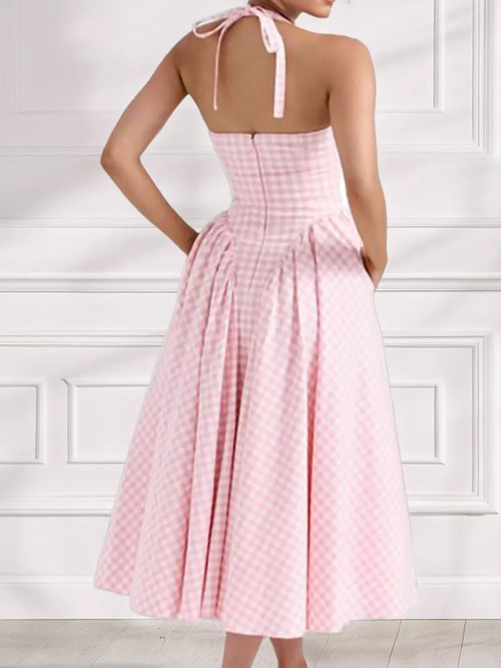 light pink maxi dress with maxi and tie