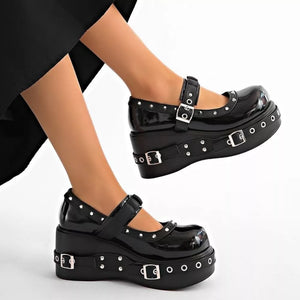 Round Toe Studded Loafers, close-up detail