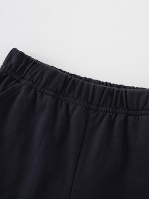 Toddler navy cotton shorts with elastic waistband