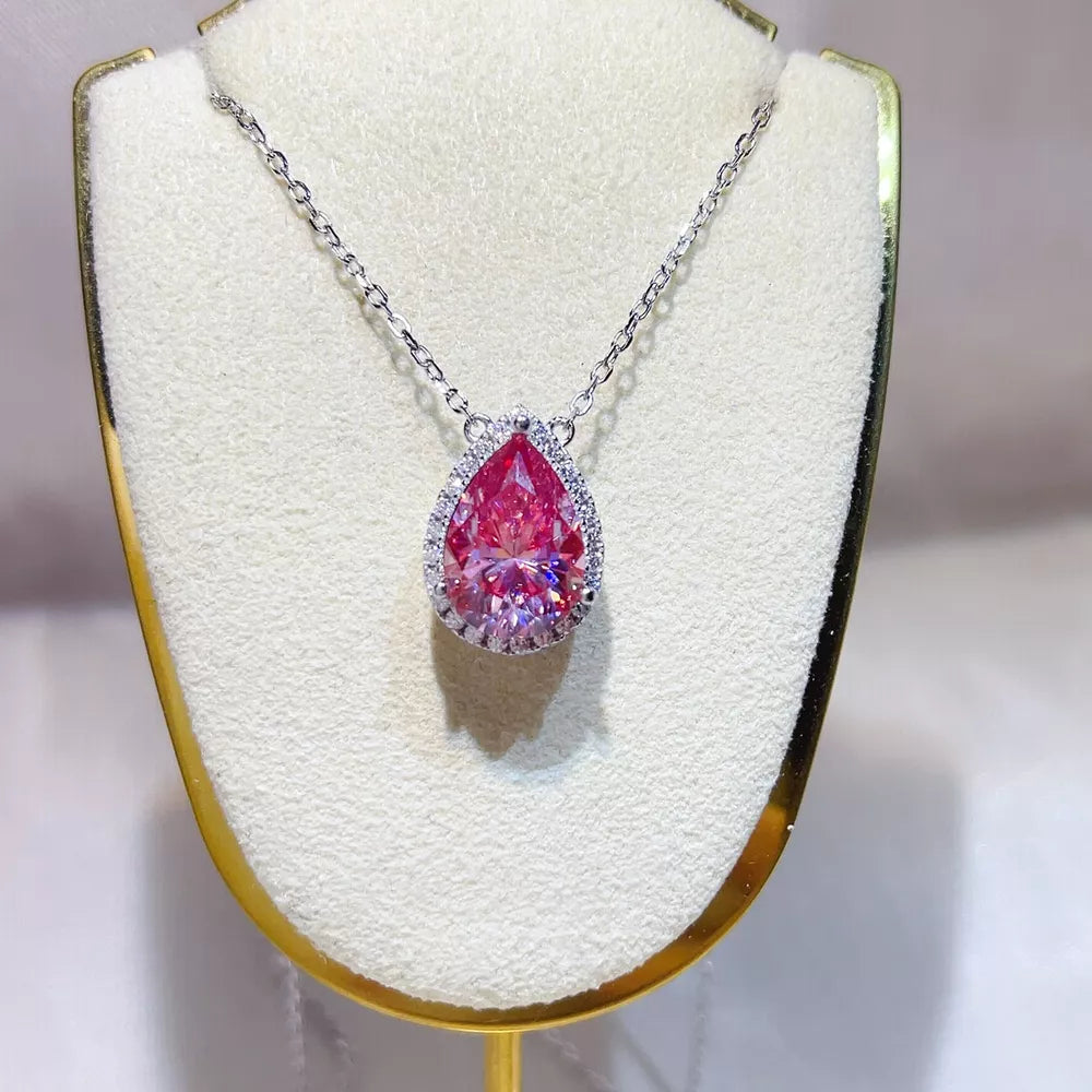 Sterling Silver Moissanite Pendant Necklace, front view