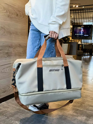 Premium Oxford cloth travel bag with dual handles and zip bottom compartment