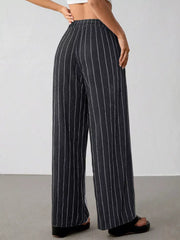 Striped Wide-leg Drawstring Pants, view 35
