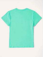 Tiffany Blue t-shirt with short sleeves and crew neck, plain casual style.