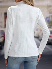 Textured Open Front Blazer in White, model styling view