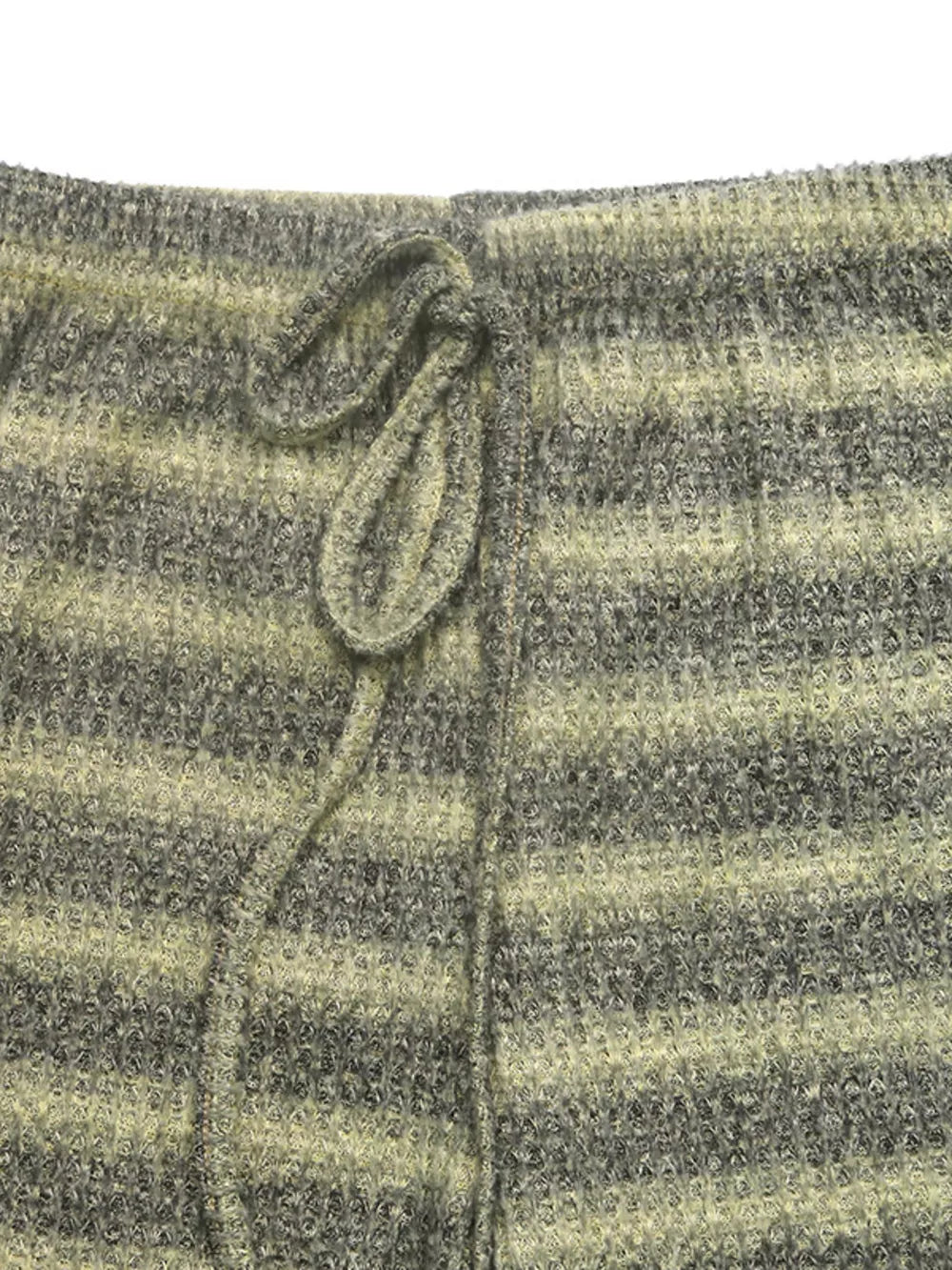 Striped Knit Wide-leg Pants in Army Green, fabric detail