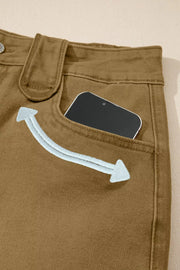 Contrast Arrow Detail Western Denim Shorts, fabric detail