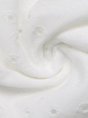 White eyelet lace detail maternity shirt fabric close-up