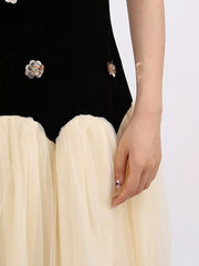 Floral Embellished Tulle Maxi Gown