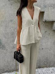 Chic Two-piece Set With Peplum Top