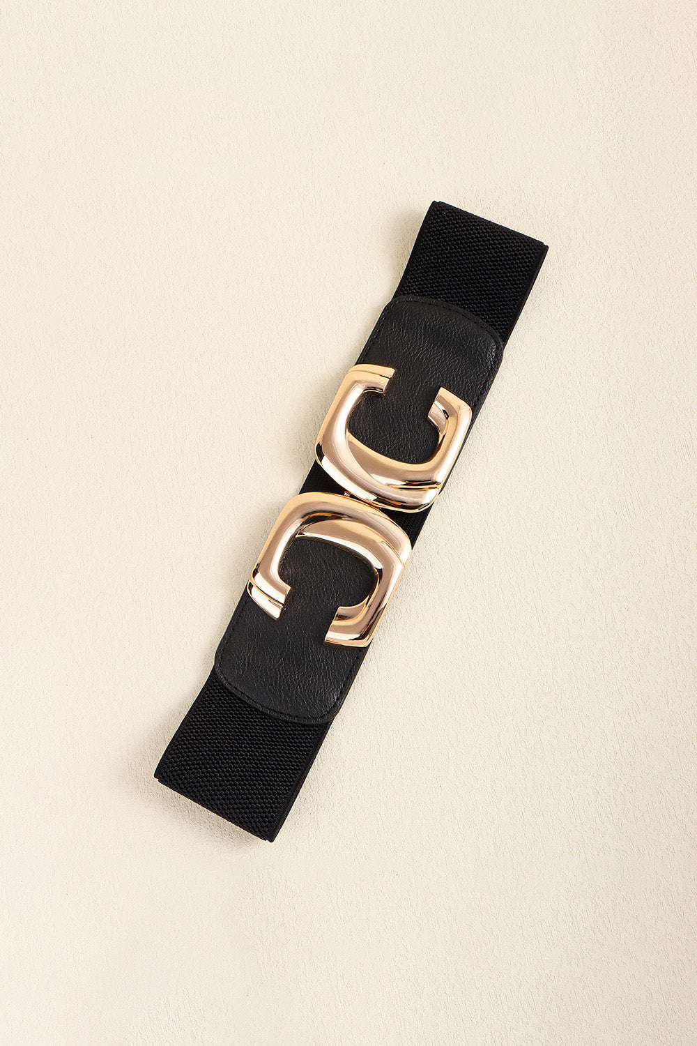 Black elastic belt with double C gold buckle detail