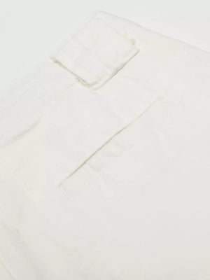 White men's capris with wide leg and visible pocket detail.