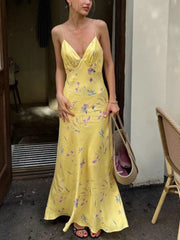 Floral Elegance Maxi Dress With Spaghetti Straps