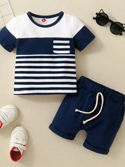 Children's Striped T-shirt And Shorts Set, front view