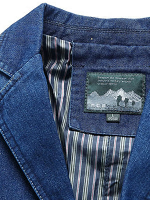 Men's Plus Size Button Up Denim Blazer, back view