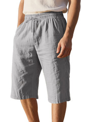 Men's Casual Drawstring Bermuda Shorts Plus Size in Light Blue, view 21