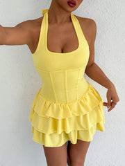 Chic Tiered Ruffle Halter Dress