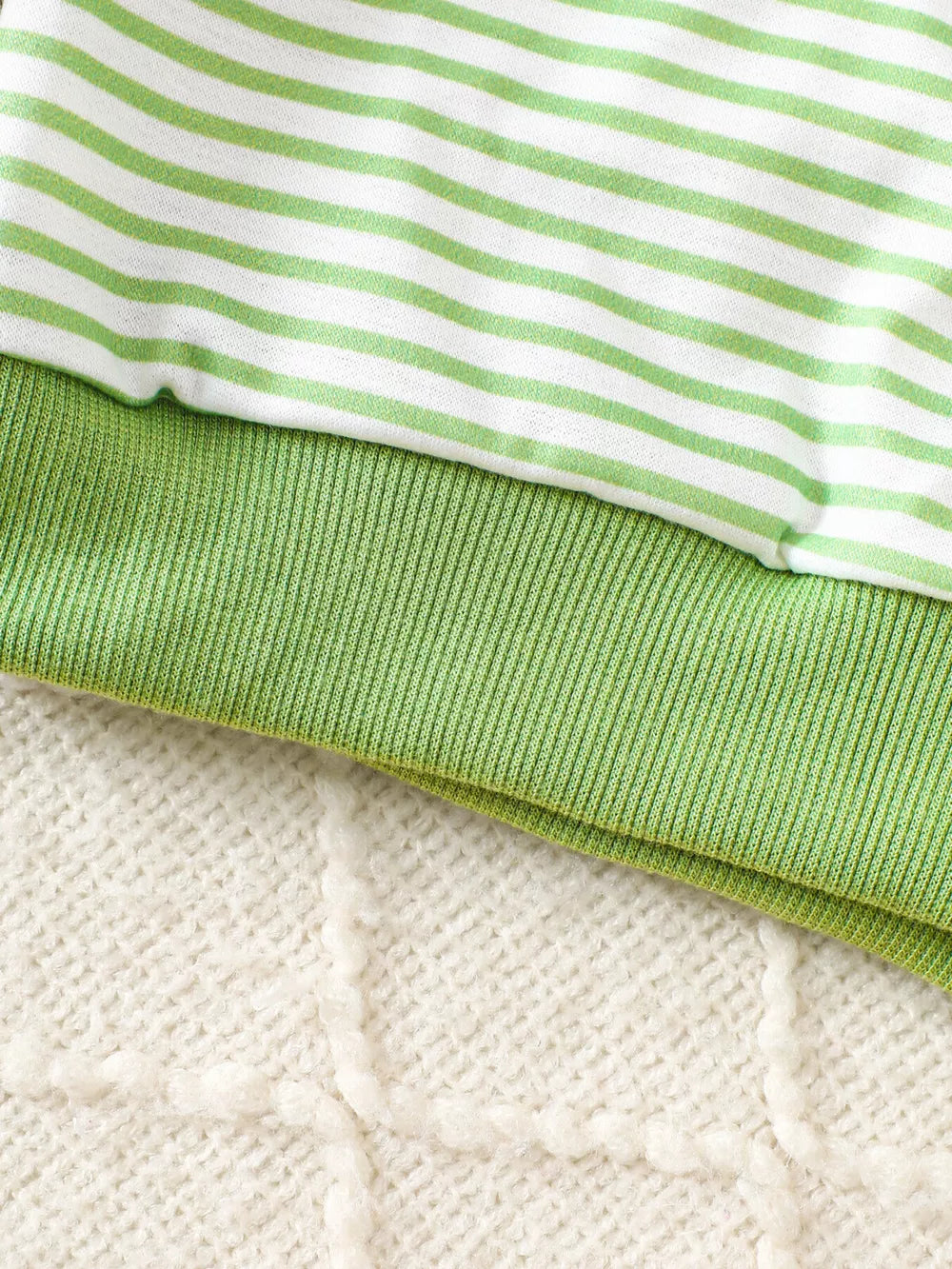 Children's Golf Cart Striped Top And Pants Set in Light Green, back view