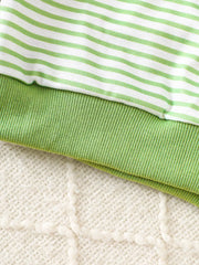 Children's Golf Cart Striped Top And Pants Set in Light Green, back view