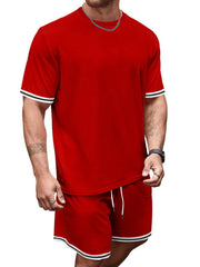 Casual Striped Tee And Shorts Ensemble