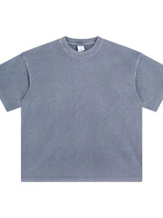 Oversized washed cotton crewneck t-shirt in Dusty Blue with a relaxed fit and crew neckline.