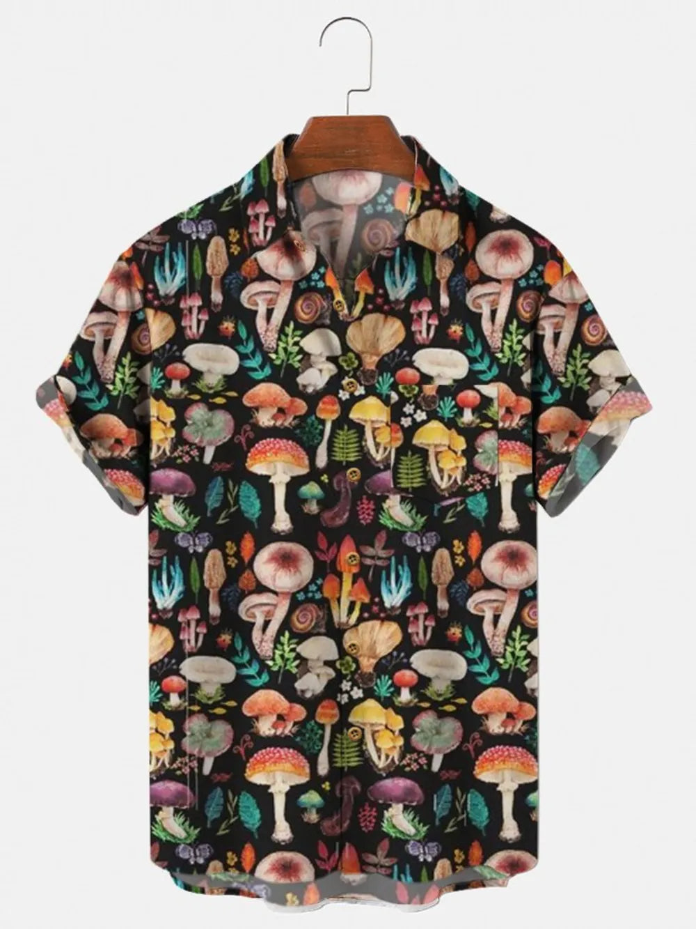 Men's Full Size Printed Button Up Shirt, fabric detail