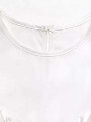 White ruffled cold shoulder maternity blouse with tie belt detail